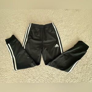 Adidas Kids Black Joggers with White Stripes